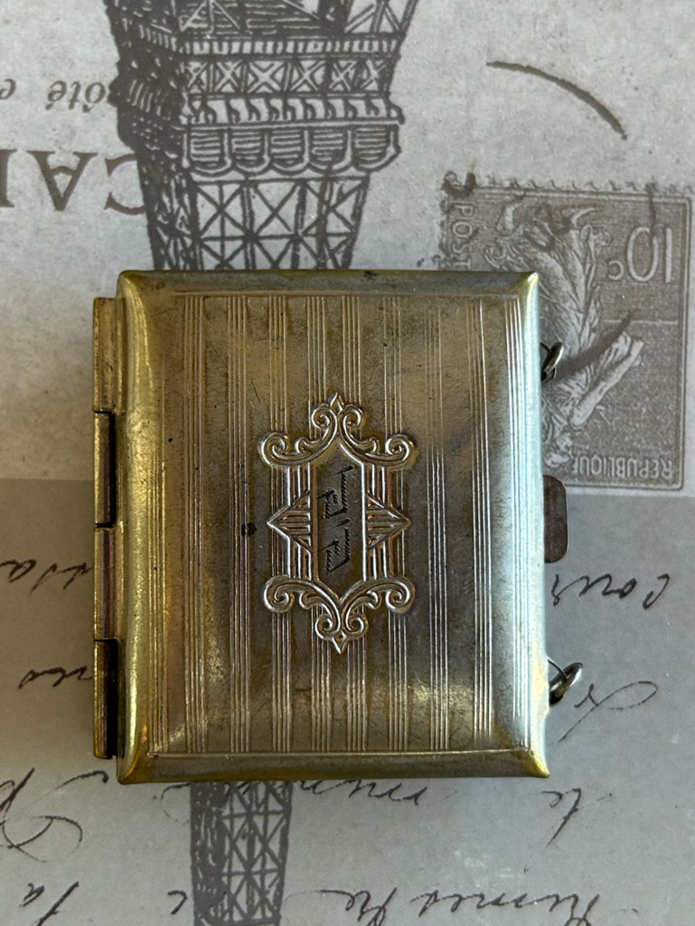 Vintage Art Deco Compact Case with Monogram